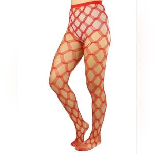 Hot Kiss Red Thick Fishnet Tights Stockings